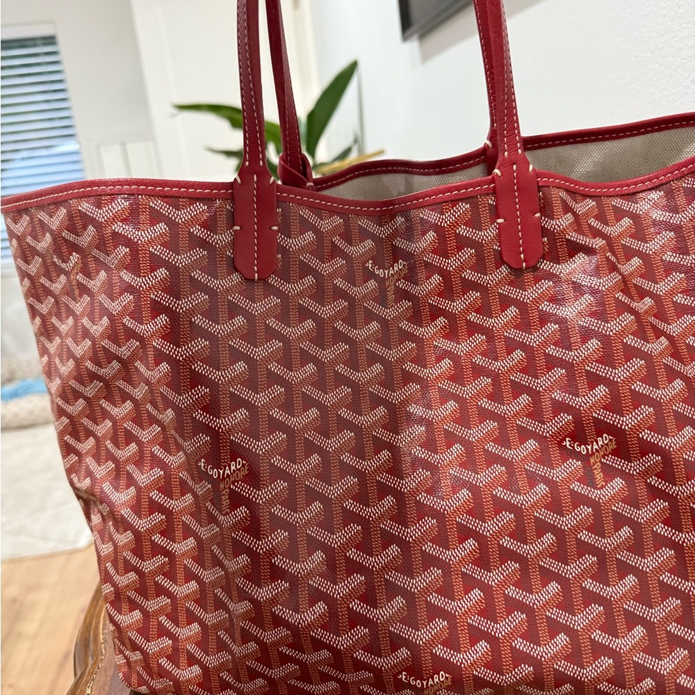 Goyard Red Chevron Tote Bag